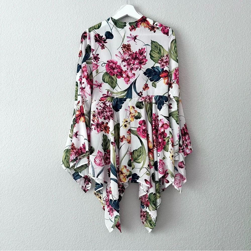 Tropical Bell Sleeve Kimono Top - Picture 3 of 8